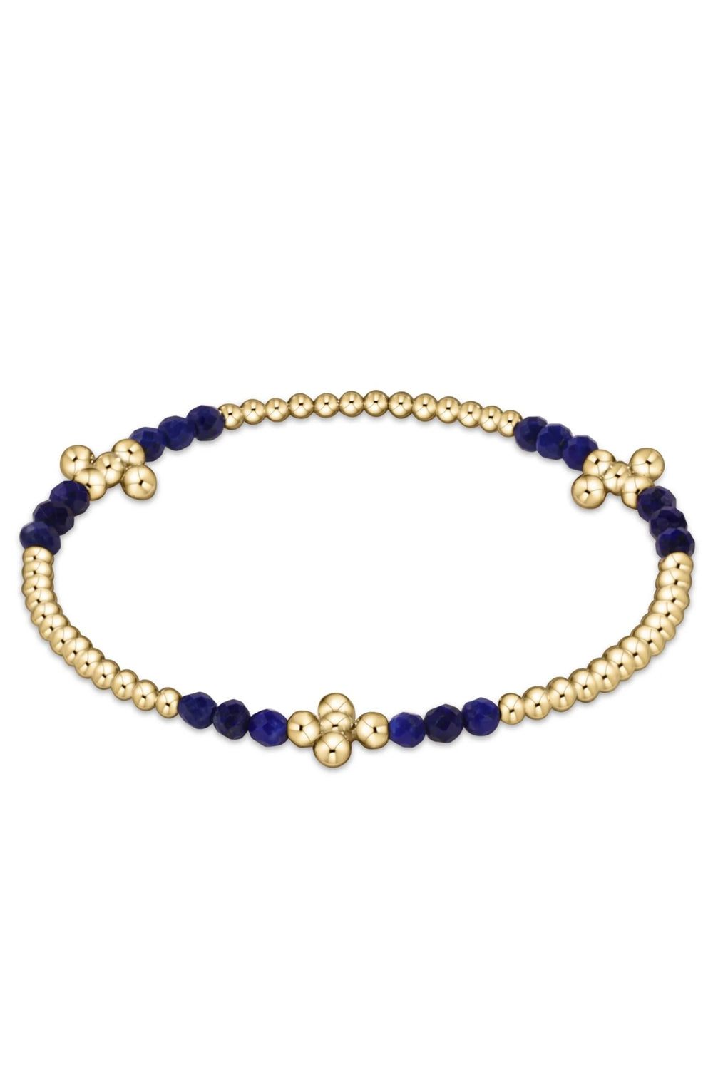 enewton: Signature Cross Gold Bliss Pattern 2.5mm Bead Bracelet - Lapis | Makk Fashions