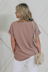 Simply Elegant Solid Woven V-Neck Top - Coco | Makk Fashions