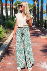 Simply Falling For You Split Leg Pants - Green | Makk Fashions