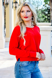 Simply Soft Round Neck Sweater - Cranberry | Makk Fashions