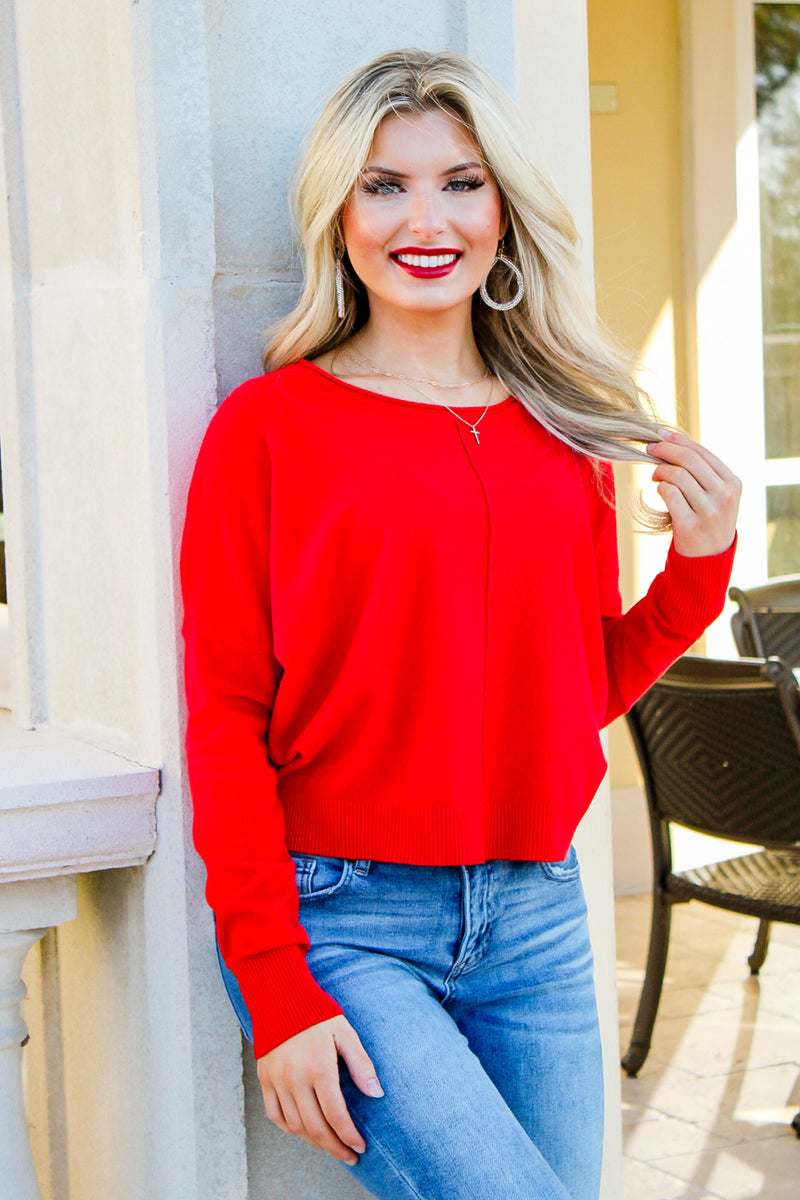Simply Soft Round Neck Sweater - Cranberry | Makk Fashions