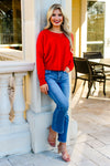 Simply Soft Round Neck Sweater - Cranberry | Makk Fashions
