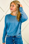 Simply Soft Round Neck Sweater - Heather Denim | Makk Fashions