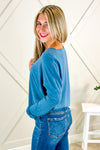 Simply Soft Round Neck Sweater - Heather Denim | Makk Fashions
