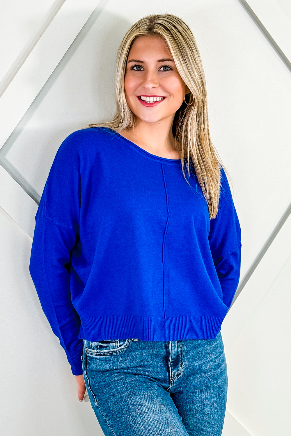 Simply Soft Round Neck Sweater - Royal | Makk Fashions