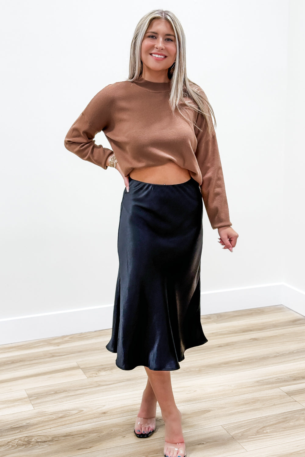 Sleek & Chic Classic Midi Skirt - Black | Makk Fashions