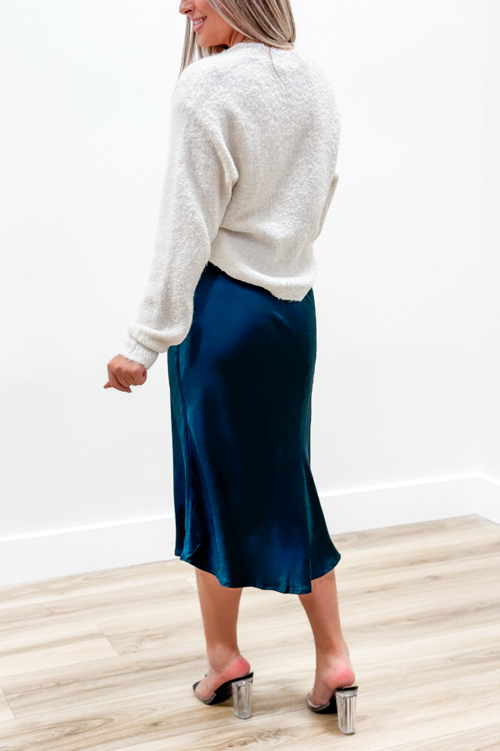 Sleek & Chic Classic Midi Skirt - Teal | Makk Fashions