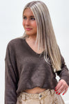 Snuggle Up to Me V-Neck Sweater - Dark Brown | Makk Fashions