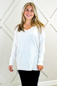 Soft & Cozy V-Neck Sweater - Off White | Makk Fashions