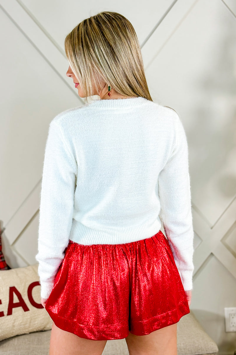 Sparkle All Day Smocked Shorts - Red | Makk Fashions