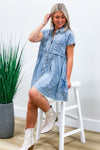 Speak Your Mind Mineral Washed Mini Dress - Denim | Makk Fashions