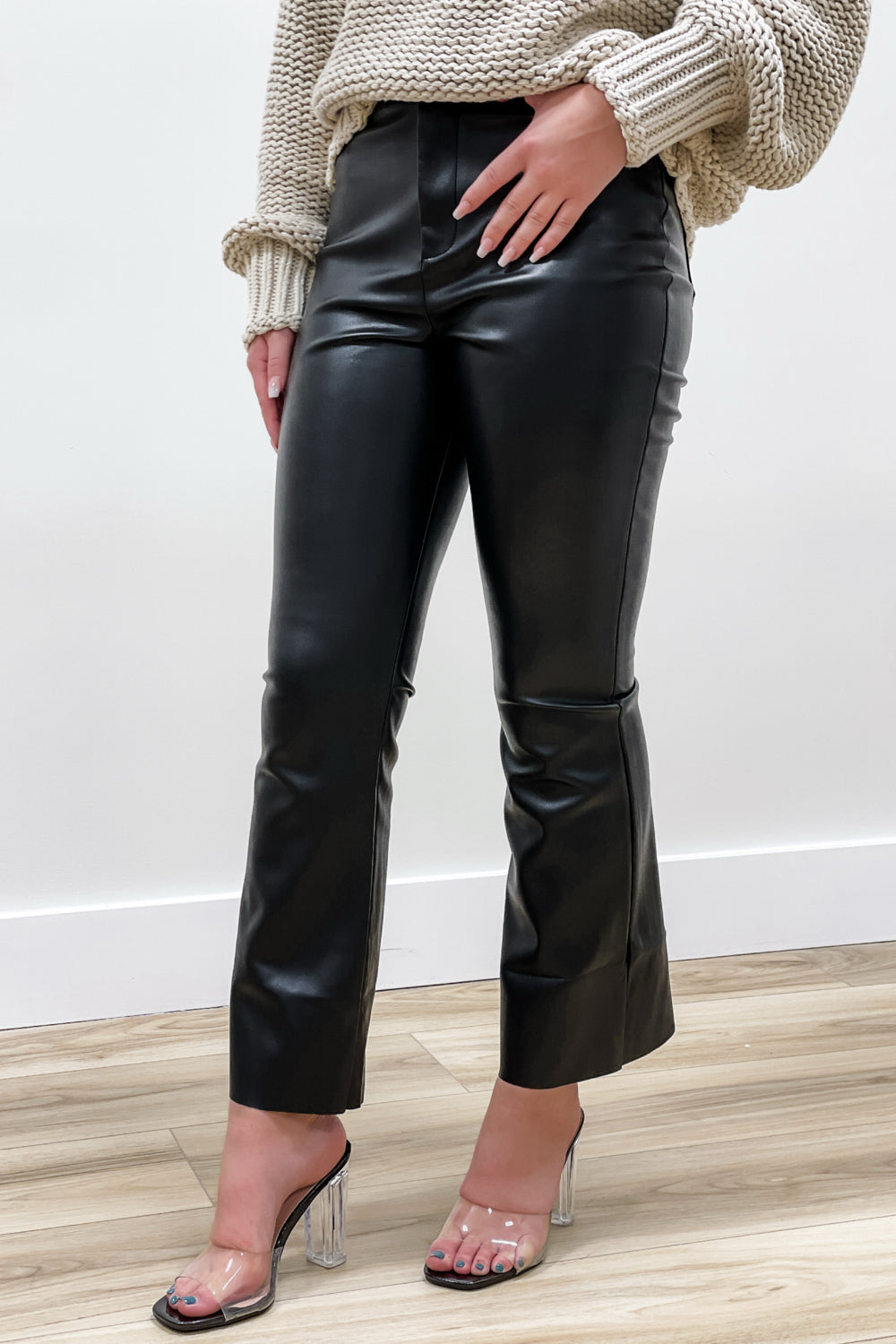 Special Moments Flare Leather Pants - Black | Makk Fashions