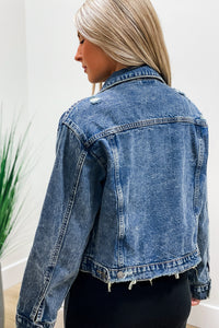 Start the Party Distressed Denim Jacket - Denim | Makk Fashions