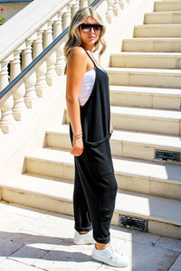 Stay Trendy Ribbed Jumpsuit - Black | Makk Fashions
