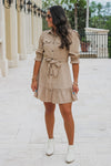 Stepping Into Fall Corduroy Dress - Camel | Makk Fashions