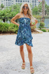 Summer Delight Smocked Mini Dress - Blue/Lime | Makk Fashions