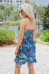 Summer Delight Smocked Mini Dress - Blue/Lime | Makk Fashions