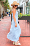 Summer Delight Square Neck Midi Dress - Chambray | Makk Fashions