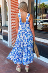 Summer Florals Tiered Midi Dress - Blue | Makk Fashions