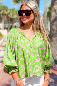 Summer Pastels Floral Printed Top - Green | Makk Fashions