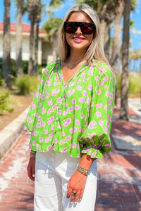 Summer Pastels Floral Printed Top - Green | Makk Fashions