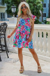 Summer Picnics Ruffled Babydoll Dress - Blue Mix | Makk Fashions