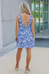 Summer Vibes Palm Tree Print Sleeveless Swing Dress - Blue | Makk Fashions