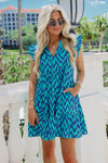 Summer Waves Ruffle Tiered Dress - Mint/Blue | Makk Fashions