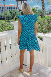 Summer Waves Ruffle Tiered Dress - Mint/Blue | Makk Fashions