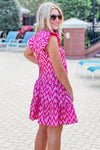 Summer Waves Ruffle Tiered Dress - Pink | Makk Fashions
