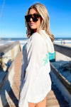 Surf Gypsy: Salty Washed Gauze Embroidered Hoodie - White | Makk Fashions