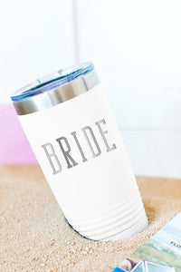 "Bride" 20 oz Insulated Tumbler - White | Makk Fashions