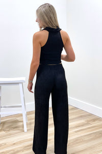 Taking Chances Textured Wide Leg Pants - Black