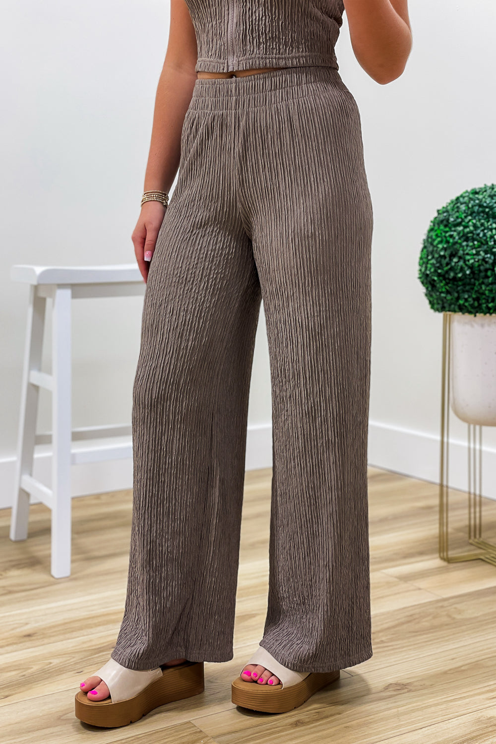 Taking Chances Textured Wide Leg Pants - Coco