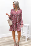 Tell The Truth Printed Tiered Dress - Wine | Makk Fashions