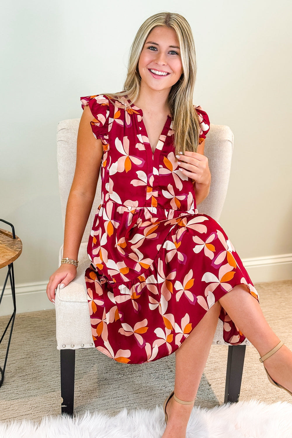 Thankful For You Tiered Mini Dress - Wine | Makk Fashions