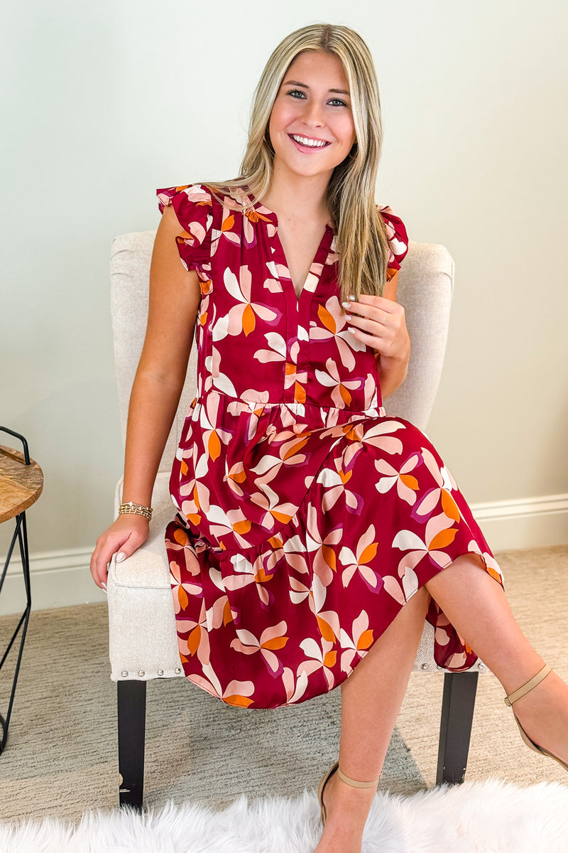 Thankful For You Tiered Mini Dress - Wine | Makk Fashions