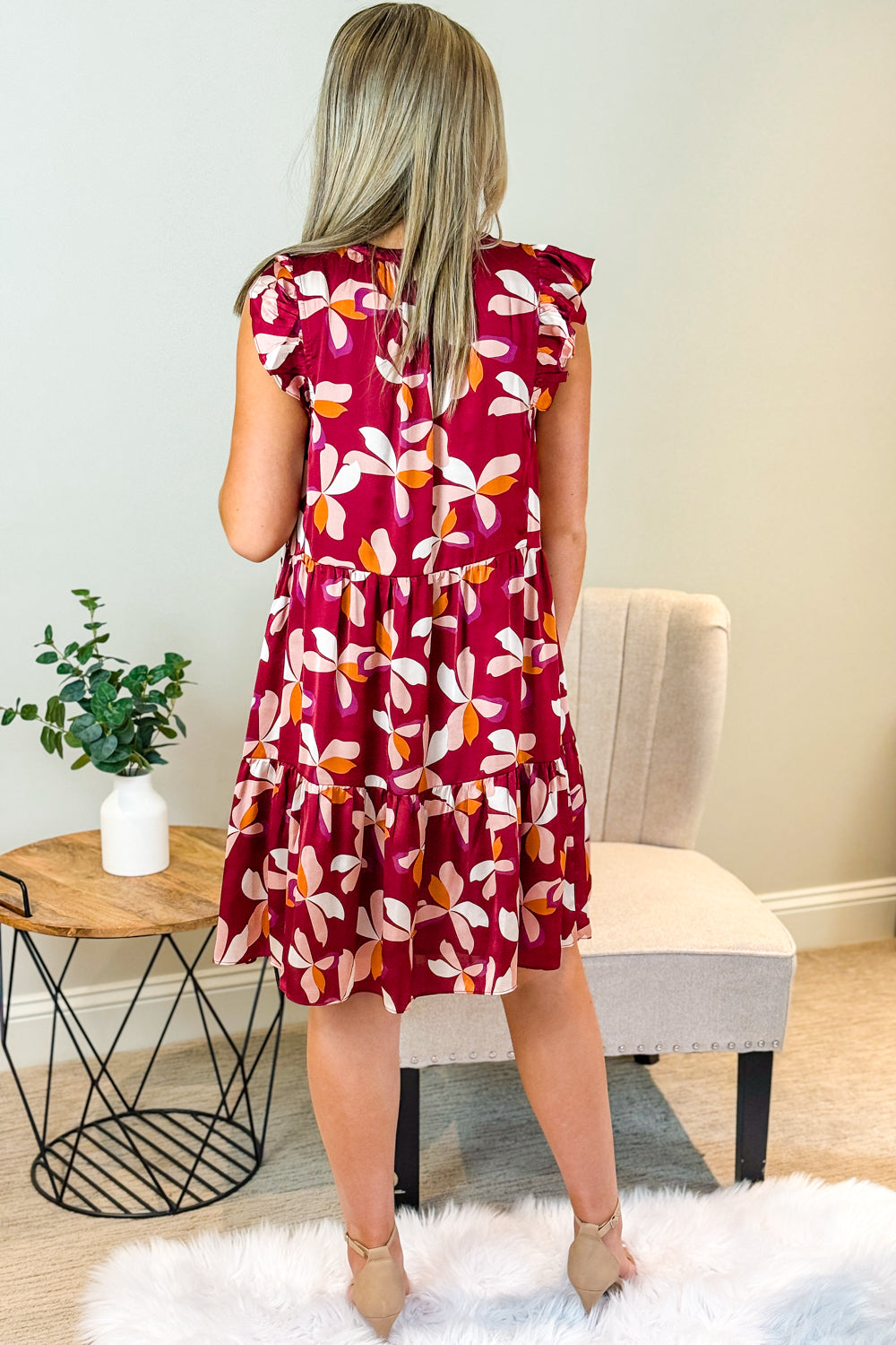Thankful For You Tiered Mini Dress - Wine | Makk Fashions