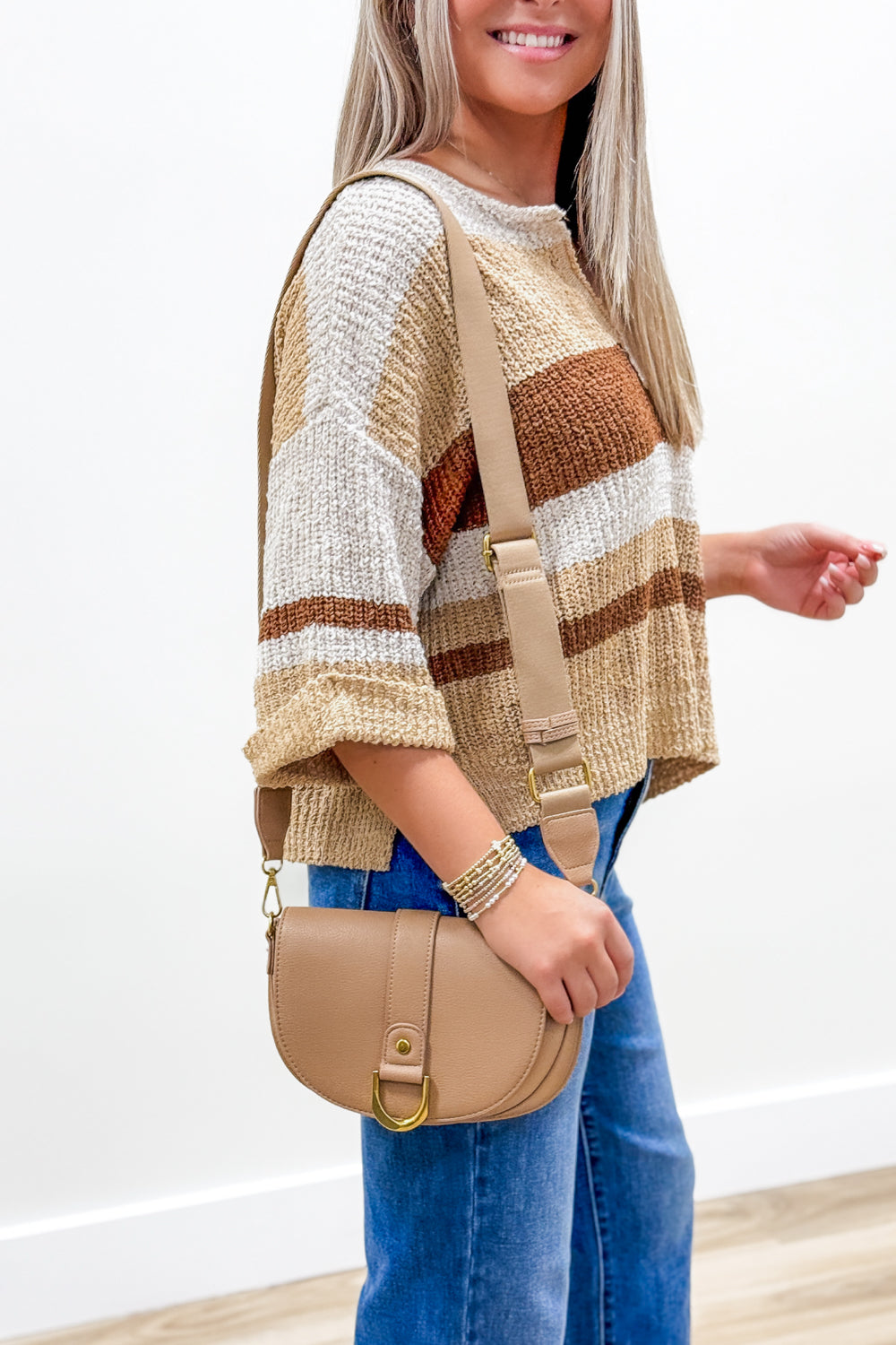 The Allison Saddle Crossbody Bag - Camel | Makk Fashions