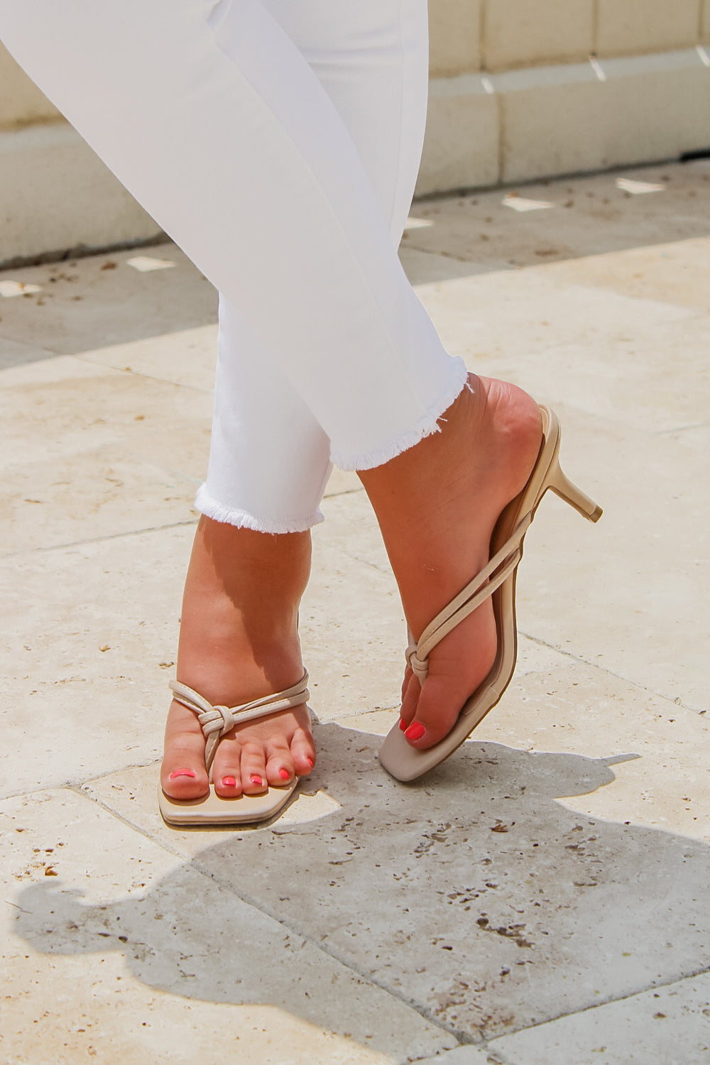 The Amanda Slip On Thong Sandal - Natural | Makk Fashions
