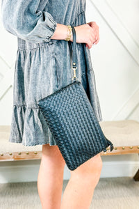 The Eliza Woven Clutch - Black | Makk Fashions