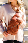 The Gianna Sling Backpack - Brown | Makk Fashions