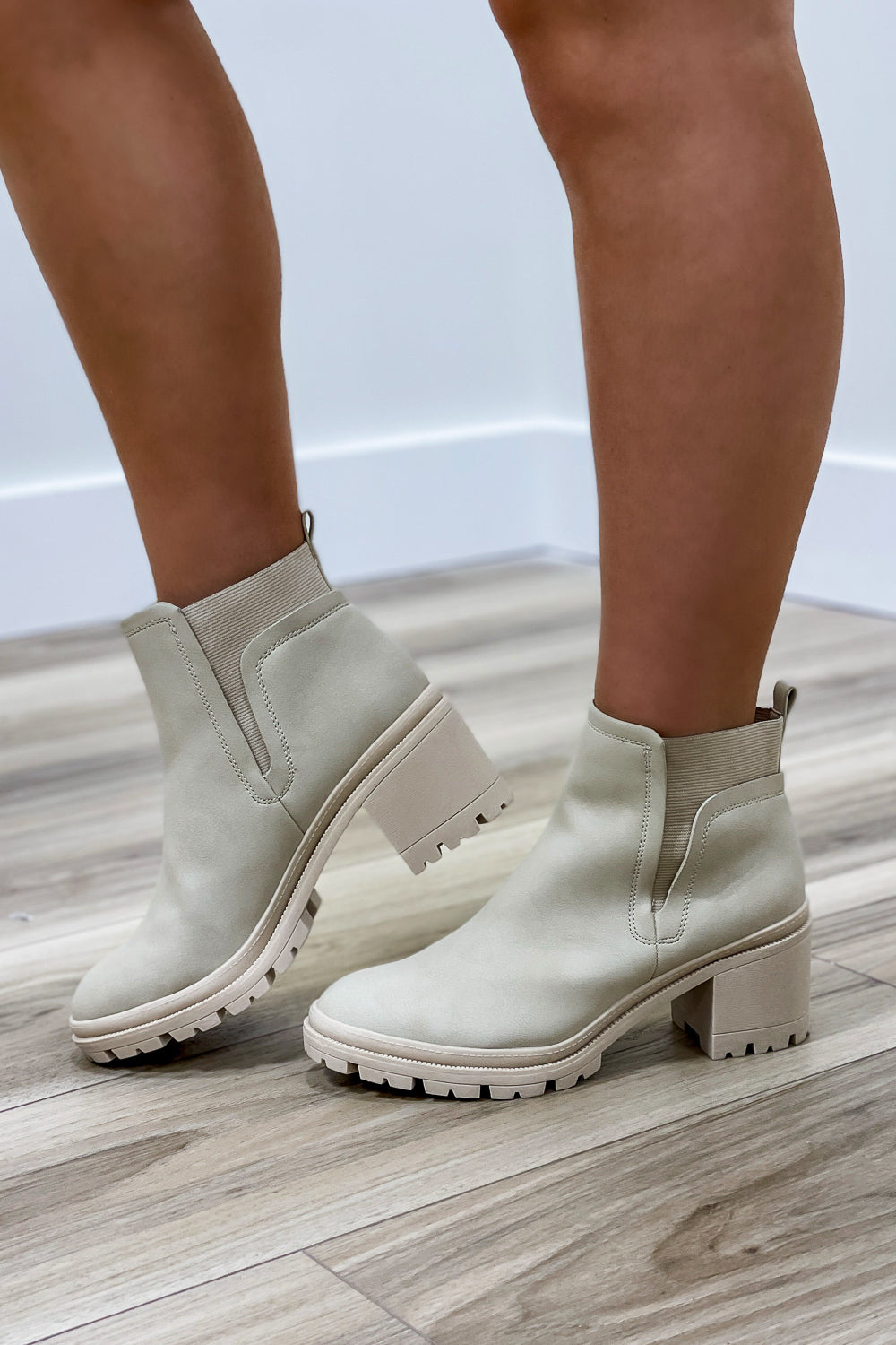 The Laurel Suede Ankle Booties - Bone | Makk Fashions