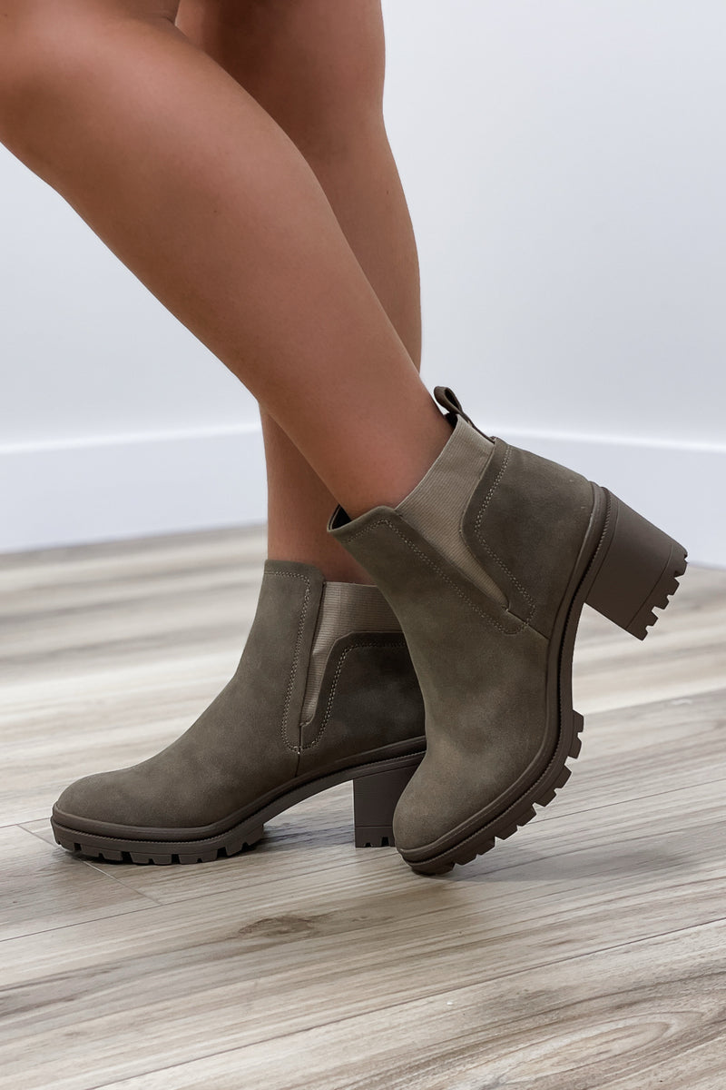 The Laurel Suede Ankle Booties - Light Taupe