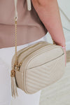 The Mia Double Zippered Crossbody Bag - Beige | Makk Fashions