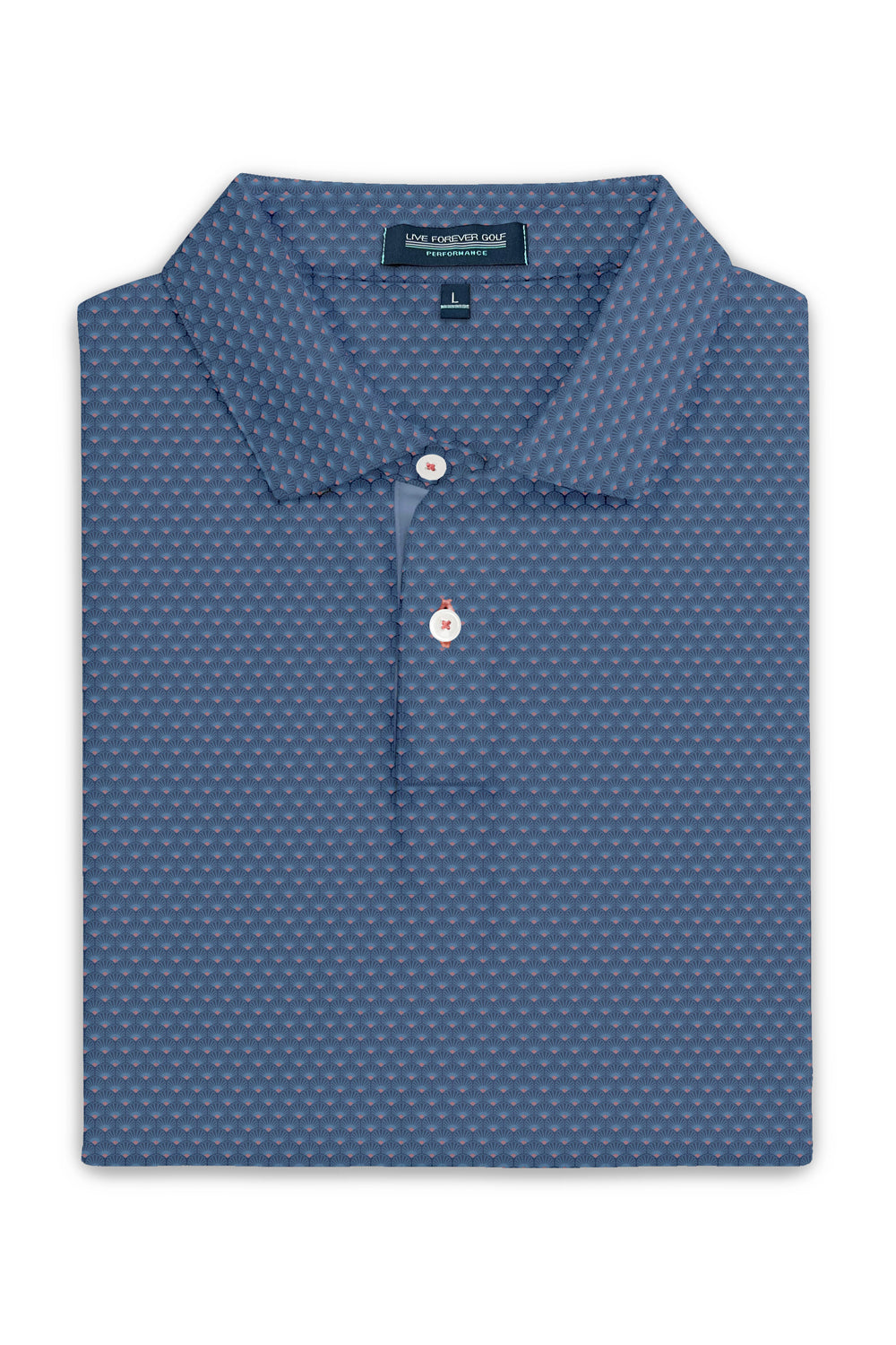 Live Forever Golf: The Shell Game Ringer Performance Golf Polo - Navy Shell | Makk Fashions