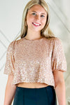 Time To Party Sequin Cropped Top - Rose Gold | Makk Fashions