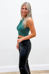 Time To Sparkle Cropped Tank Top - Hunter Green | Makk Fashions