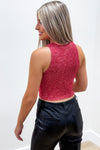 Time To Sparkle Cropped Tank Top - Red | Makk Fashions