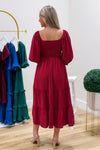 Timeless Romance Smocked Tiered Midi Dress - Ruby Red | Makk Fashions